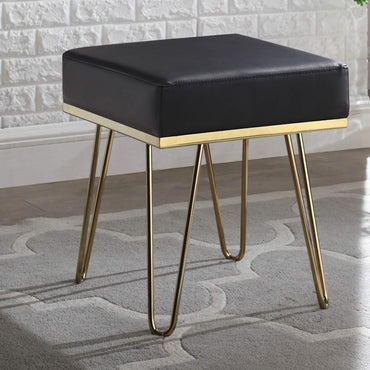 Catheau Square Ottoman Brass Finished Frame Hairpin Legs