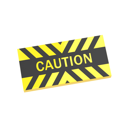 Caution Warning Sign - Custom Printed - Made Using a LEGO® Tile