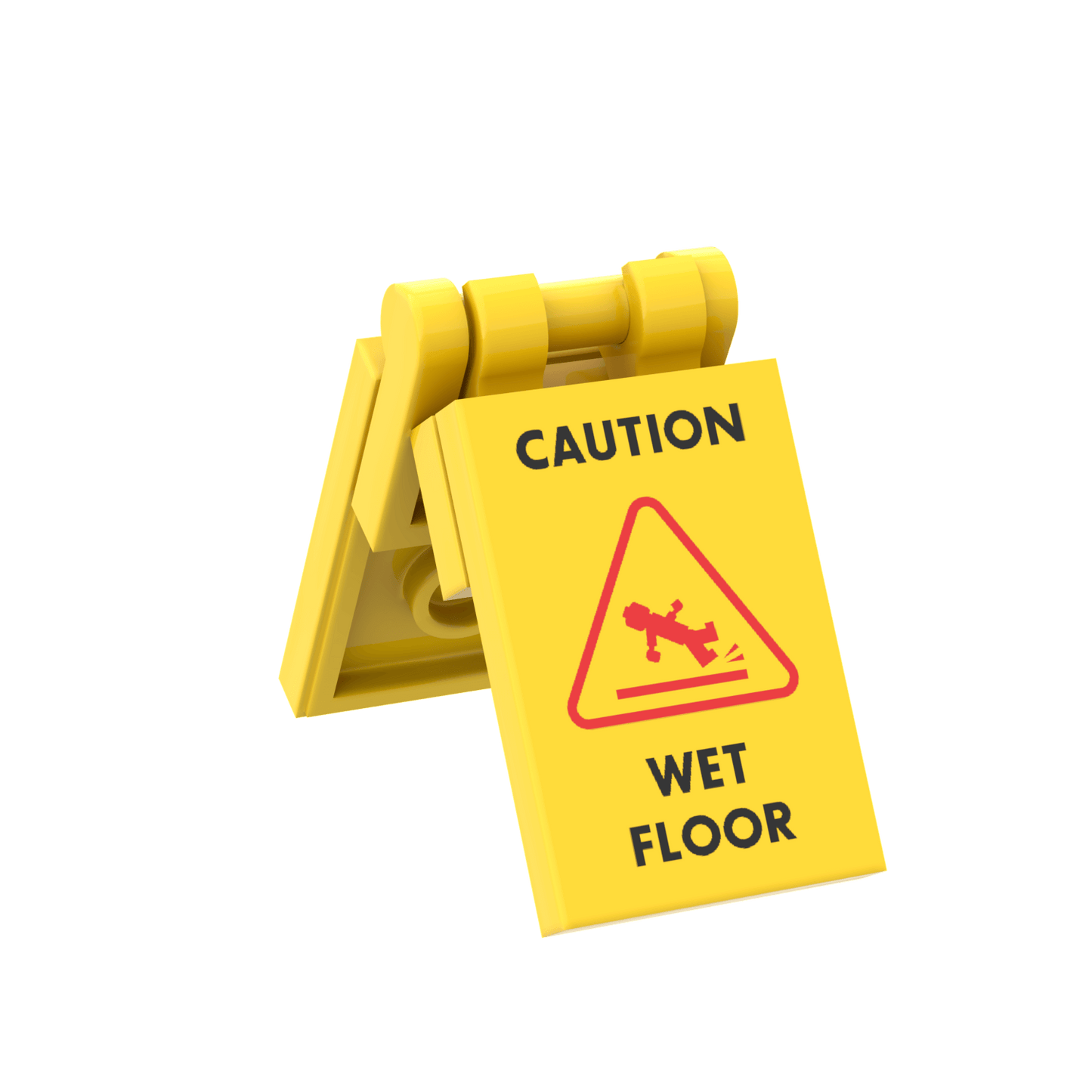 Caution - Wet Floor Warning A-Frame Sign - Custom Printed Set - Made Using LEGO® Parts & Pieces