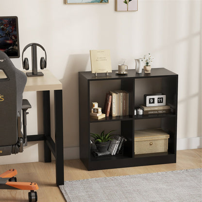4-Cube Kids Bookcase with Open Shelves-Black