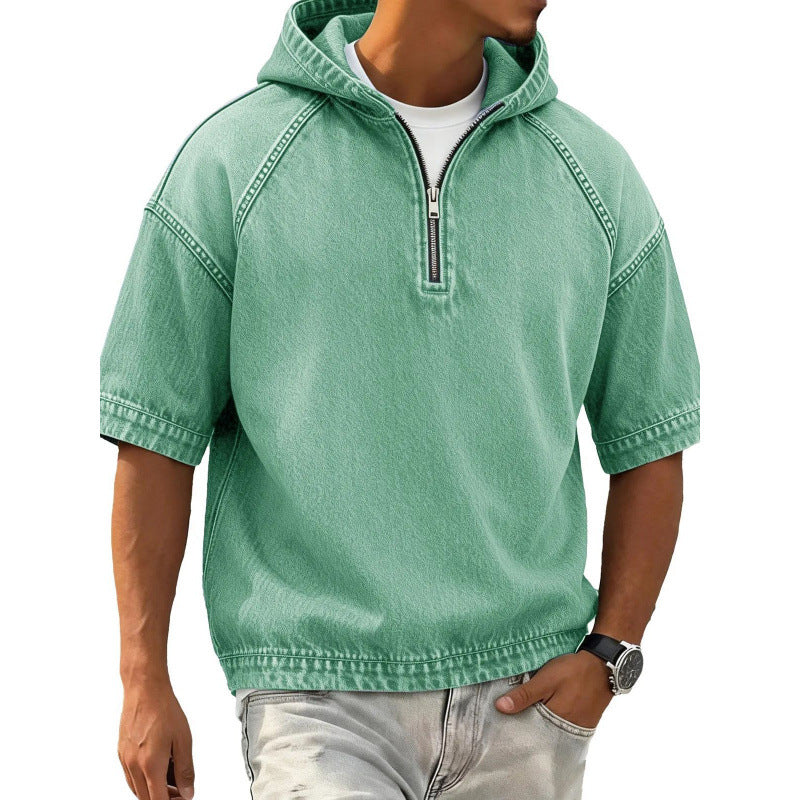 Sports Hoodie With A Half-zip And Hood