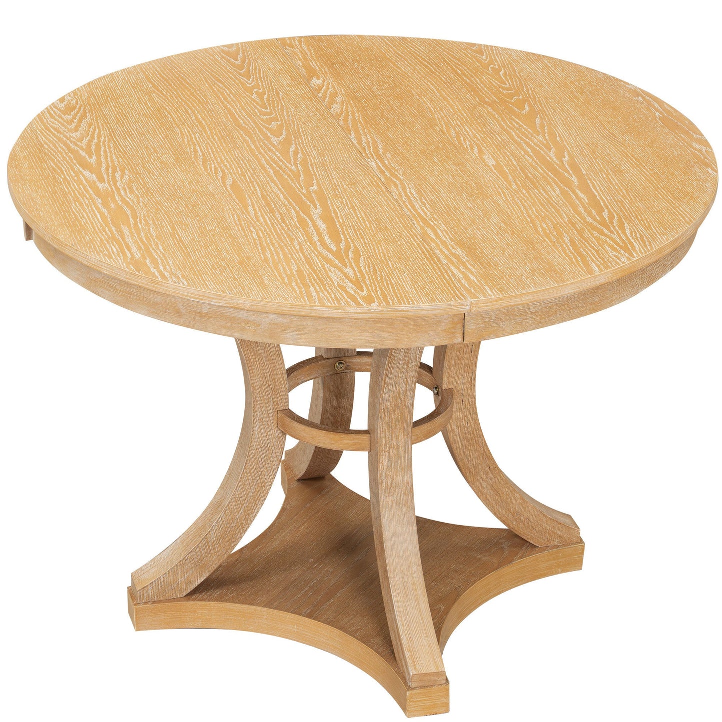 5-Piece Retro Functional Dining Table Set Extendable Round Table and 4
