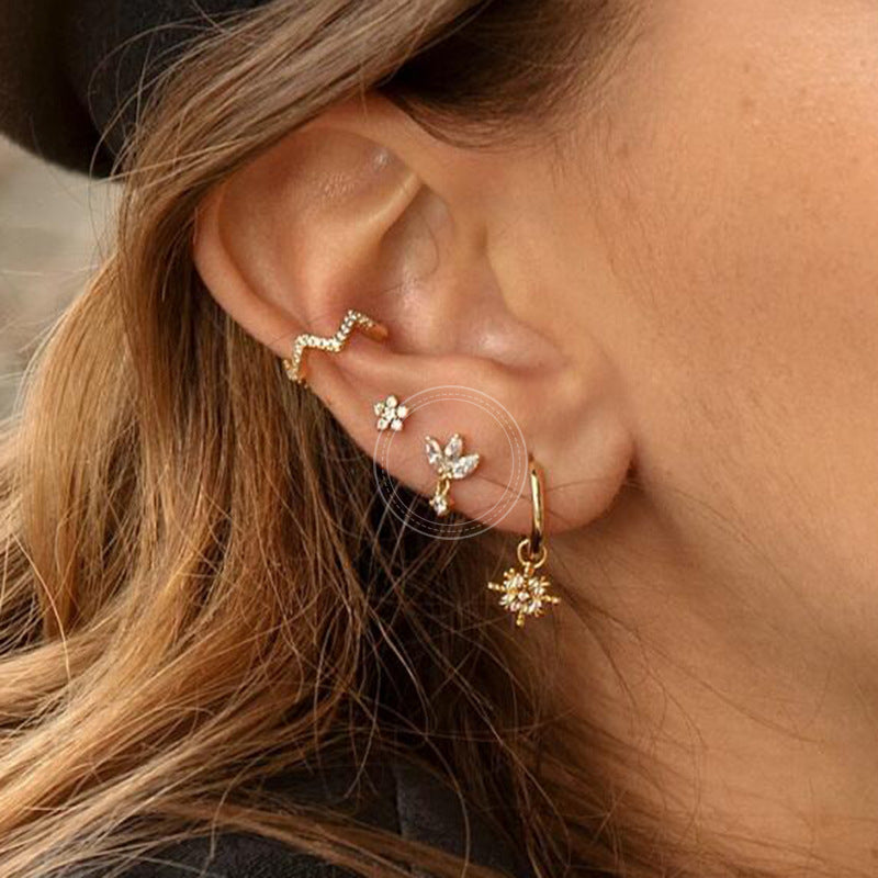 S925 Silver Needle Stud Earrings With Zircon Butterfly Design