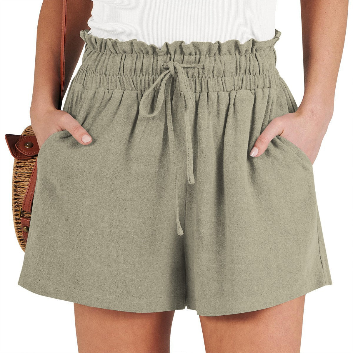 Solid-color Loose-fitting Casual Fashionable Shorts