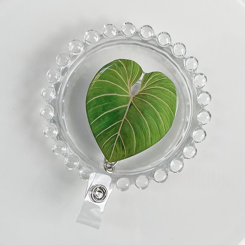 Rotating Leaf Acrylic Epoxy Work ID Badge Employee ID Card Alligator Clip