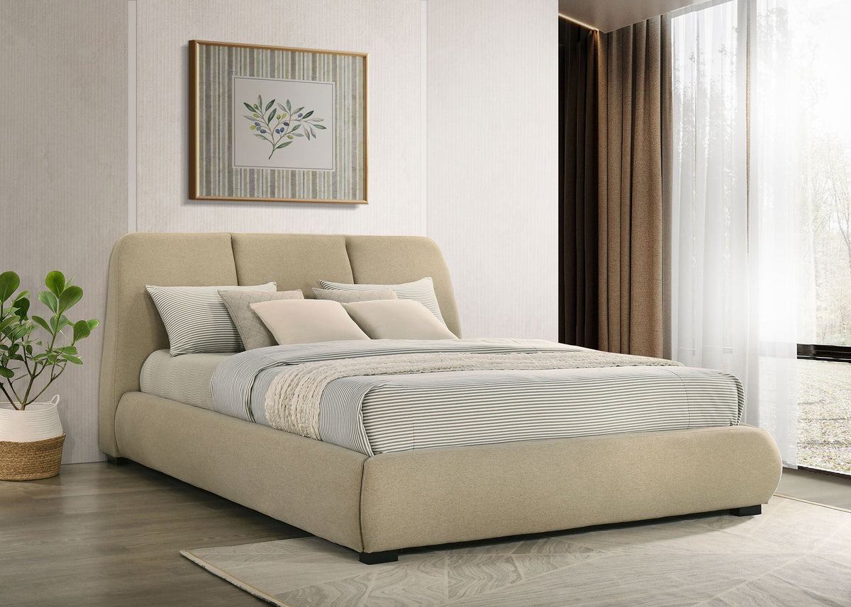 Mokena 46-inch Upholstered California King Platform Bed Brown