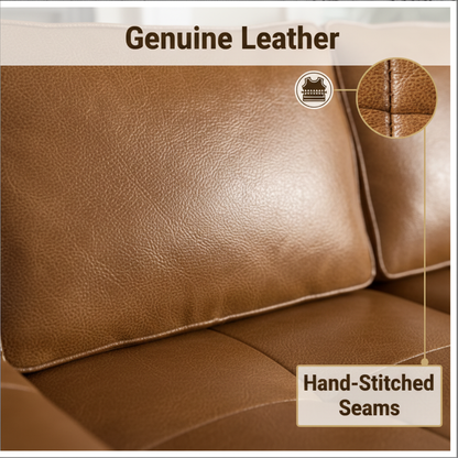 Sectional Sofa L-Shape Faux Leather Brown 3 Seat with Chaise 114 In