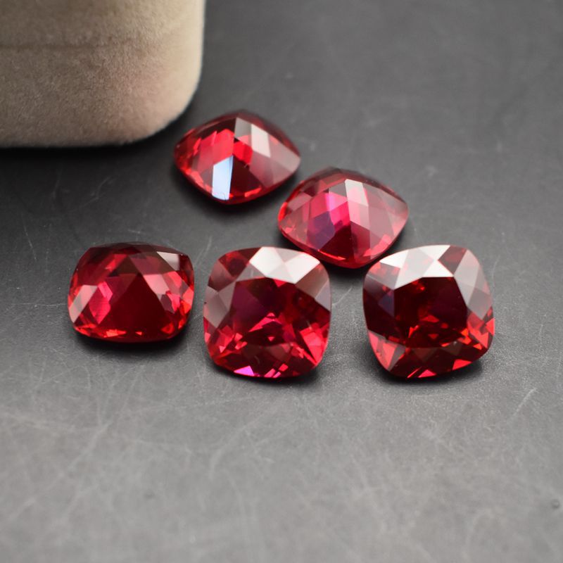 Square-cut Synthetic Ruby Gemstone