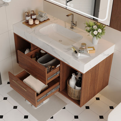 39.4 '' Floating Bathroom Vanity with Ceramic sink,Wall Mounted Vanity 2 Soft...