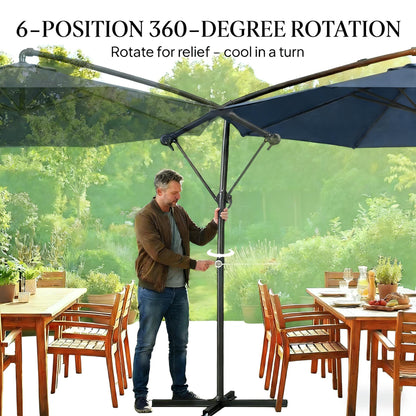 Patio Umbrella Cantilever Navy Blue 10ft Square 360 Degree Rotation