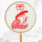 Chinese Paper-Cut Silk Round Hand Fan with Tassel