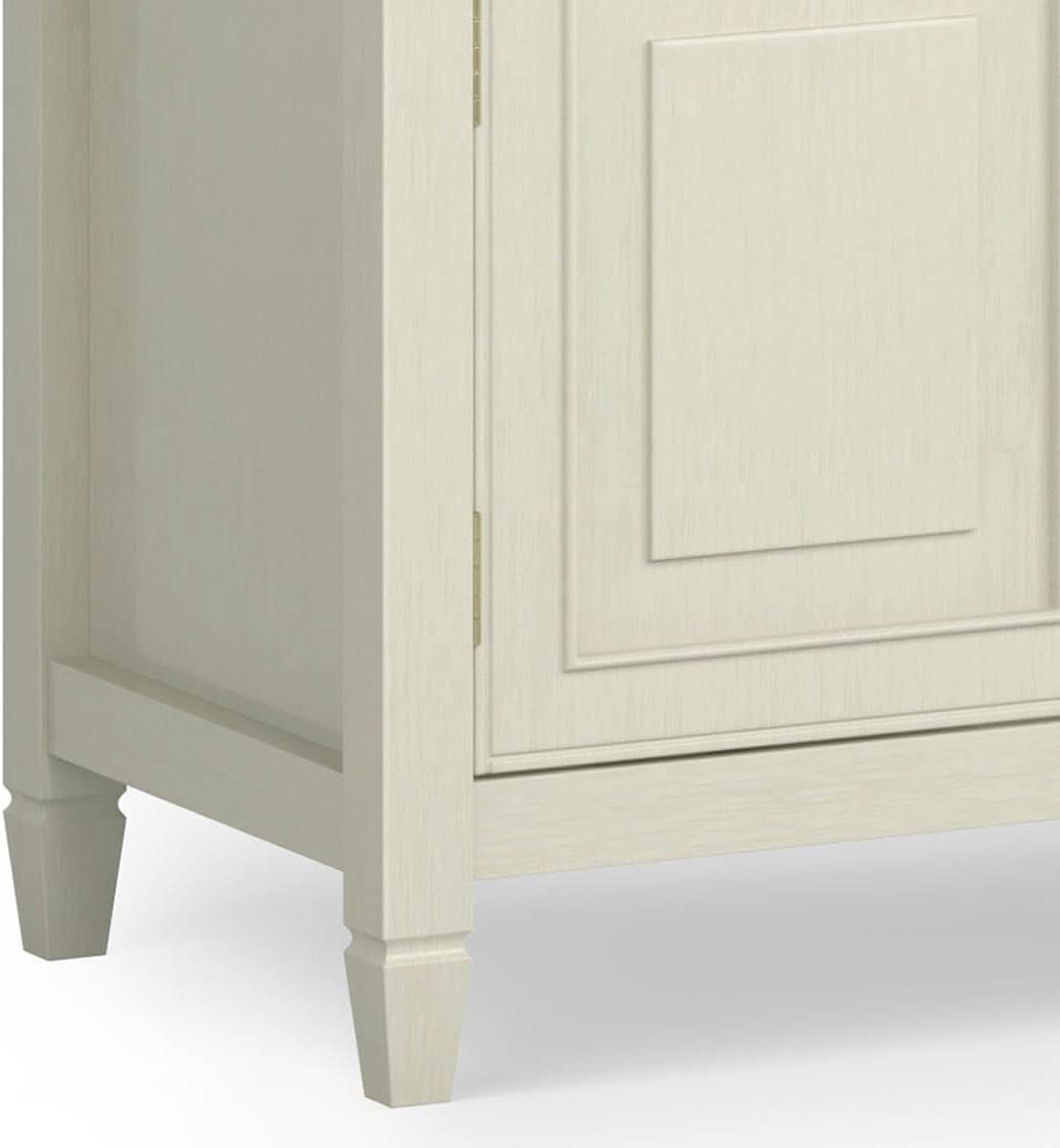 72 Inch Wide Solid Wood TV Stand Antique White With Storage