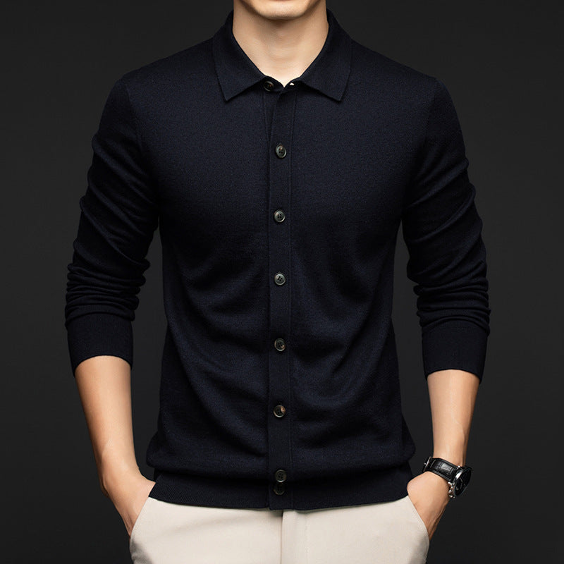 Mens Casual Commuter-style Solid-color Wool Sweater