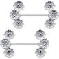 19mm Clear Gem Trio Poppy Flower Barbell Nipple Ring Set