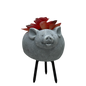 Faux Red Succulent In Planter - Pig