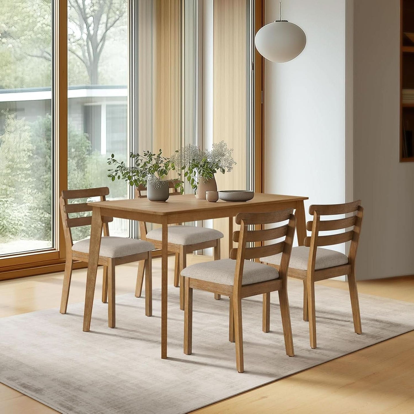 Premium Solid Wood Farmhouse Dining Table Set For Four