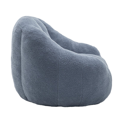 Bean Bag Chair Plush Faux Fur Light Blue Memory Foam Ergonomic Armrests 37.4 In