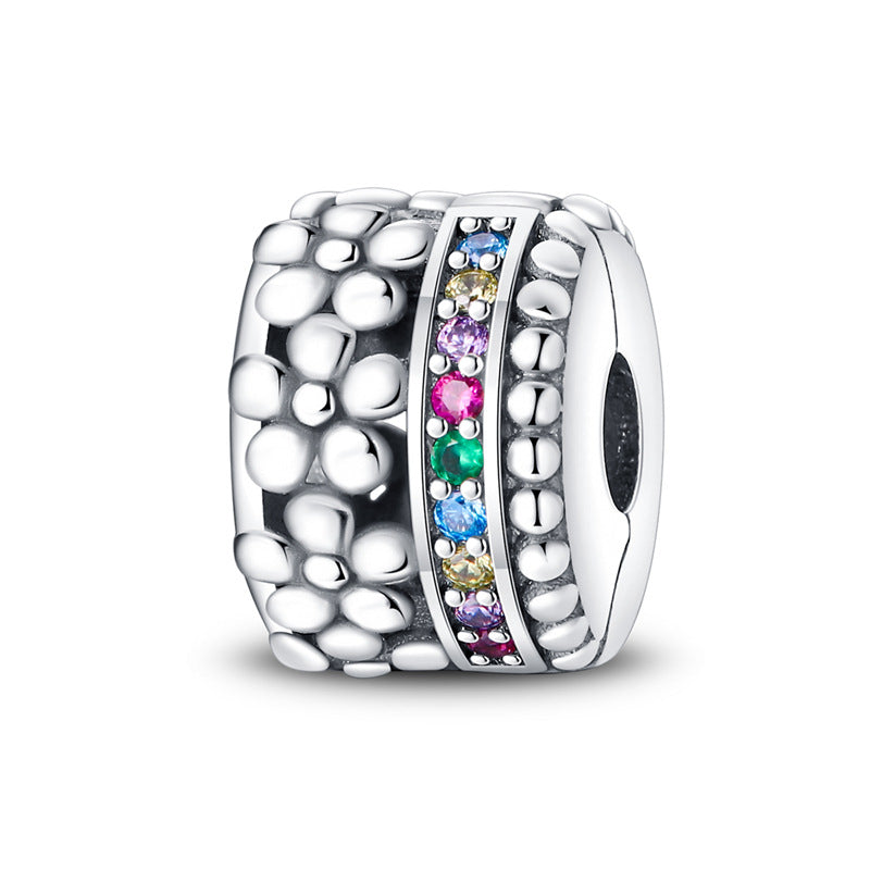 Silver-plated Colorful Zircon Accent Bead DIY Bracelet Charm