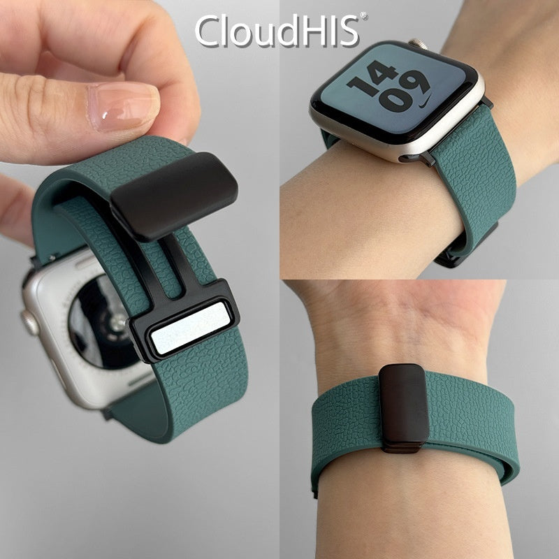 Lychee-pattern Silicone Magnetic Sports Watch Strap