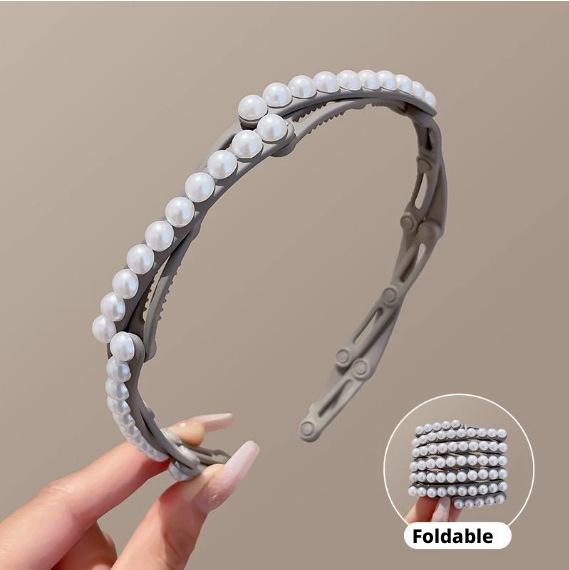 Pearl folding headband-black-resin-1 piece