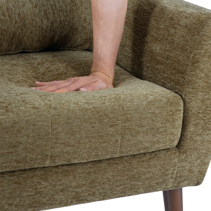 Accent Chair Chenille Olive Green Rubberwood Legs 28x29x38 In 275 LB