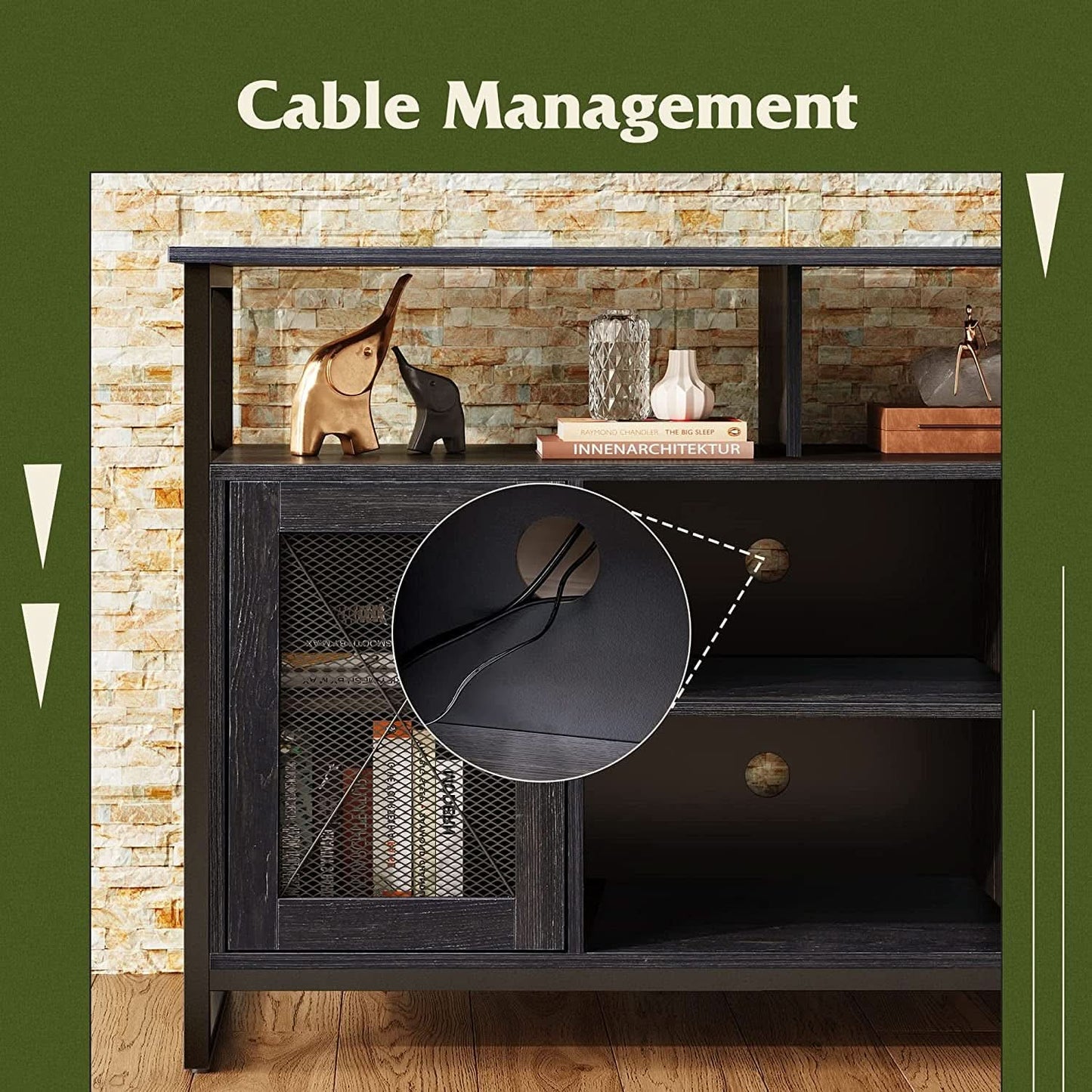 55 Inch TV Stand With Storage Console Industrial Farmhouse