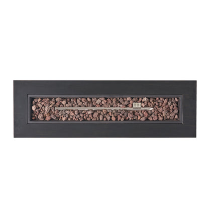 Modern 40 in Outdoor Iron Propane Fire Pit, 50,000 BTU, Sleek Design, Dark Brown