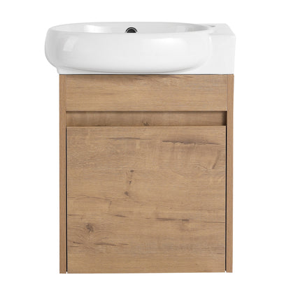 Soft Close Doors Bathroom Vanity With Sink, 16 Inch For Small Bathroom