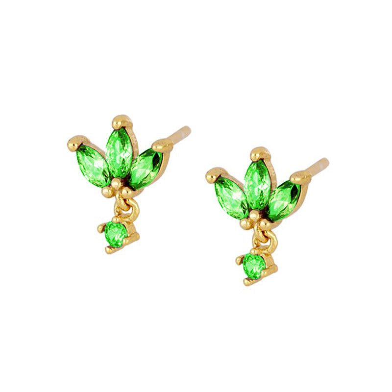 S925 Silver Needle Stud Earrings With Zircon Butterfly Design