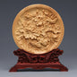 Wood Carving Dragon and Phoenix Round Carving Art Statue High Quality
