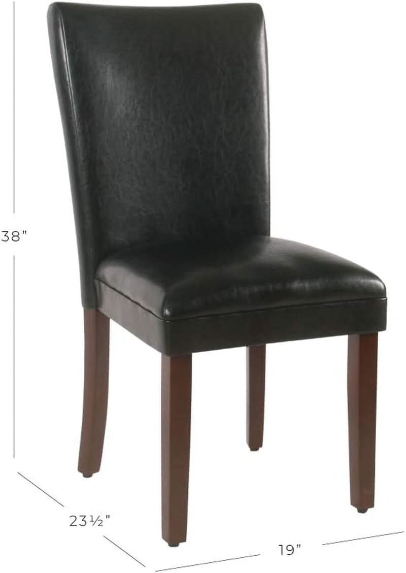Parsons Dining Chair Black Faux Leather Modern Style