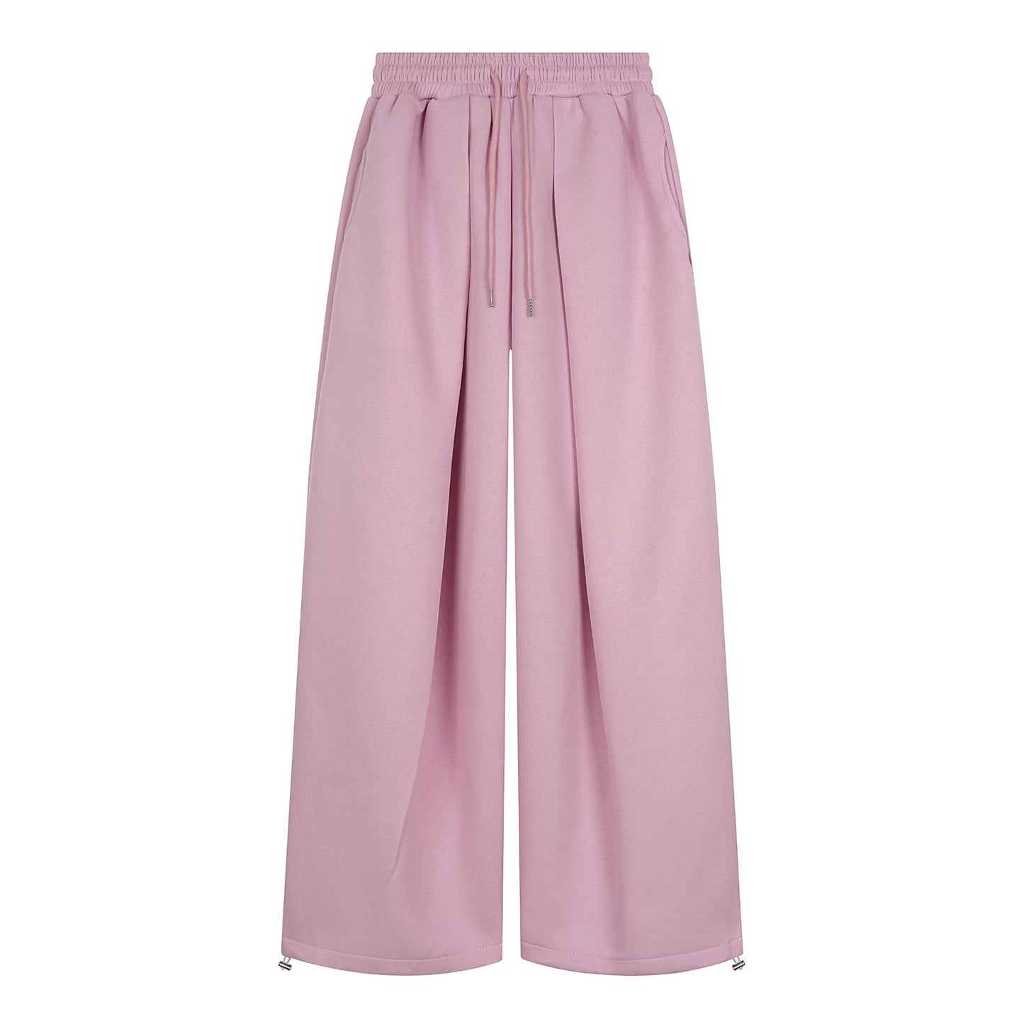 Embroidered Pleated Drawstring Sweatpants For Women Loose Straight Fit