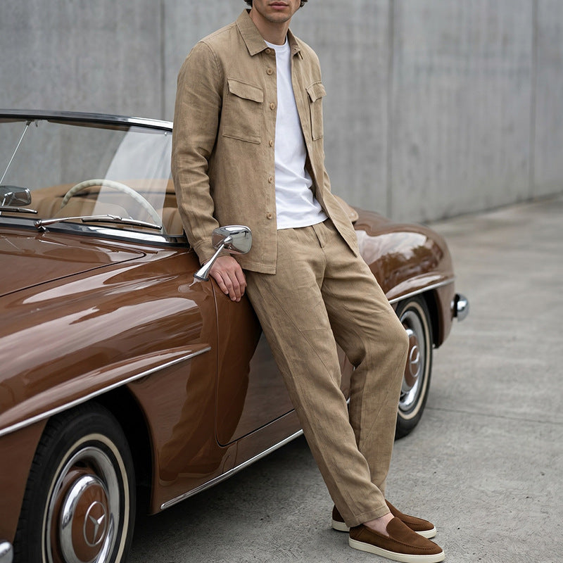 Early Autumn New Arrival Mens Solid-Colored Lapel Jacket With Pocket