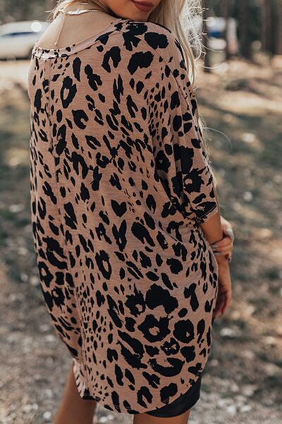 Leopard V-Neck Half Sleeve T-Shirt