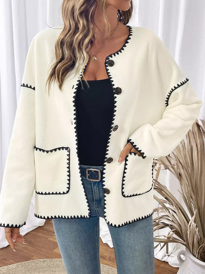 Contrast Trim Button Up Jacket
