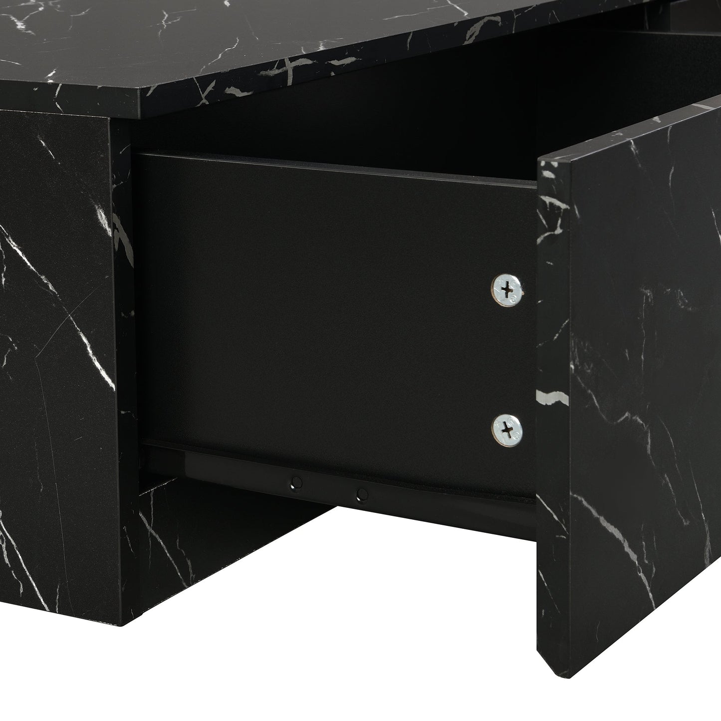 TV Stand Faux Marble Walnut Particle Board 4-Drawer Fits 88 In TV 78.7 In