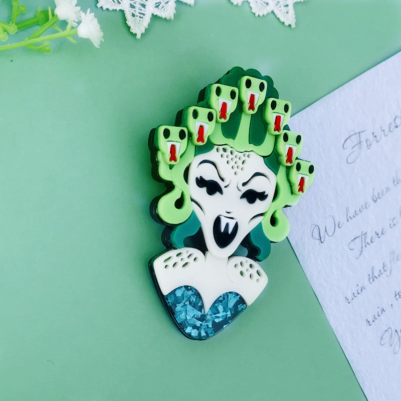 Gorgon Acrylic Brooch Badge Accessory