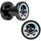 Pink Green Plaid Heart Skull Black Anodized Screw Fit Plug Set 4G
