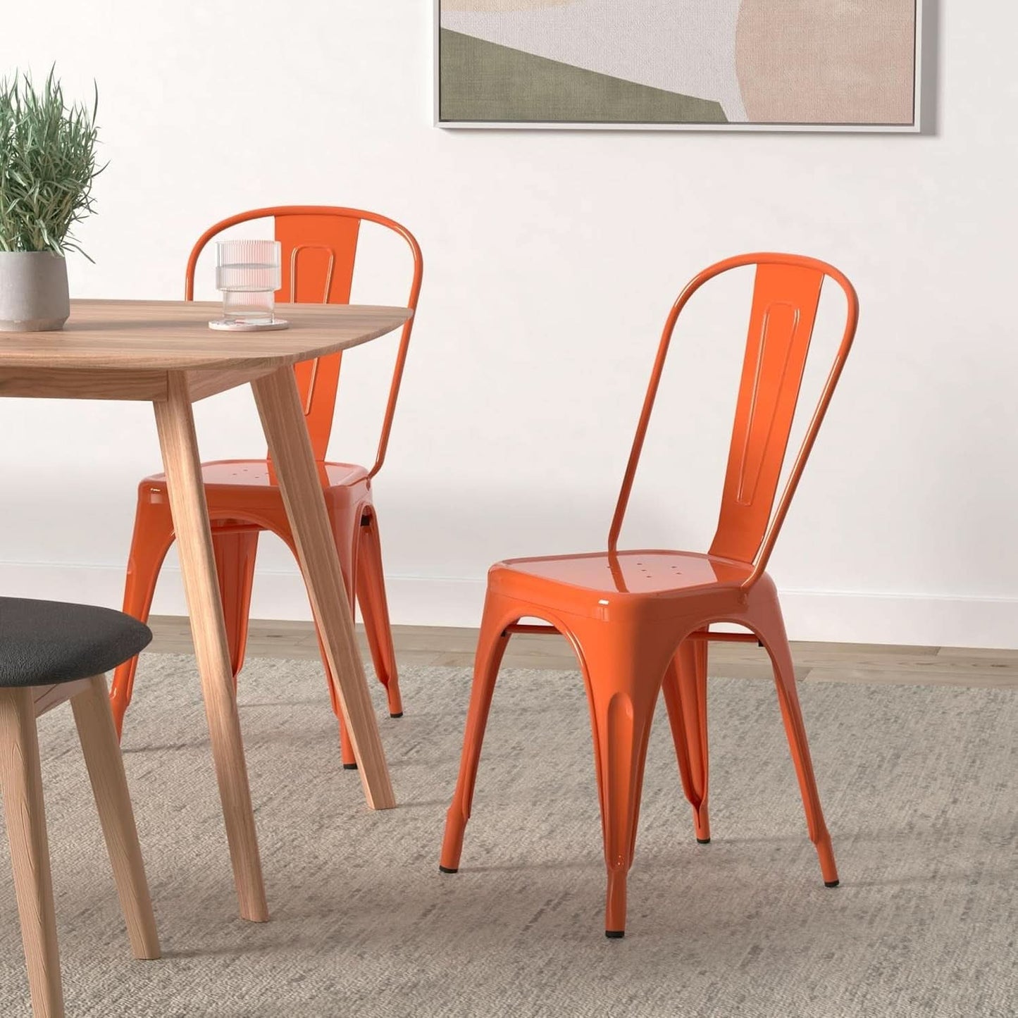 Tolix Style Metal Dining Chair 18 Inch Stackable Outdoor