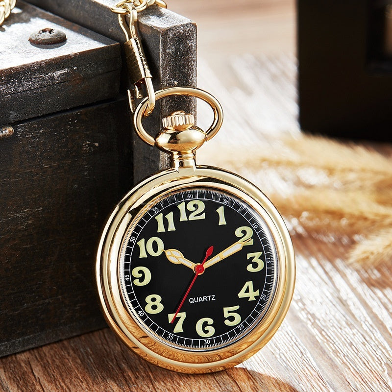 Qing Dynasty Ancient Open-Back Digital Antique-Style Quartz Pocket Watch