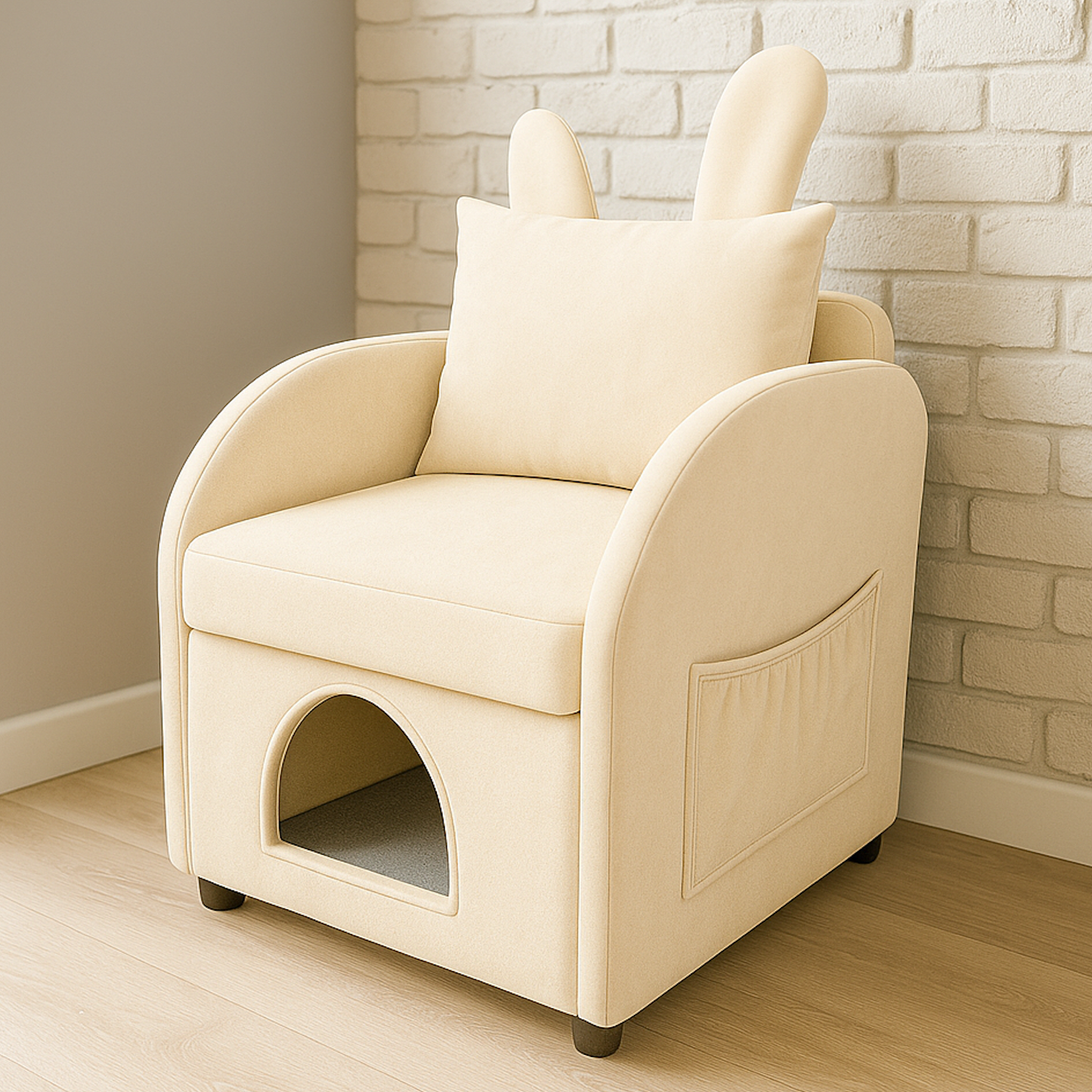 Bunny Ear Velvet Accent Chair Pet Hideaway 27x25x37