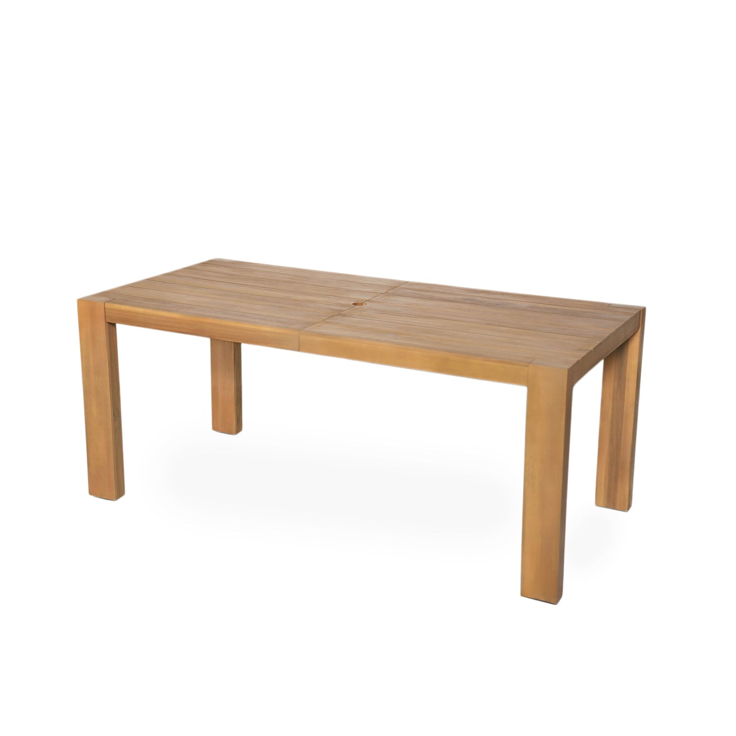Outdoor Dining Set Acacia Wood Light Teak 7 Piece Rectangle Seats 6