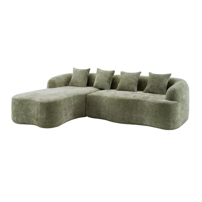 Sectional Sofa L-Shape Chenille Green 4 Seat 104