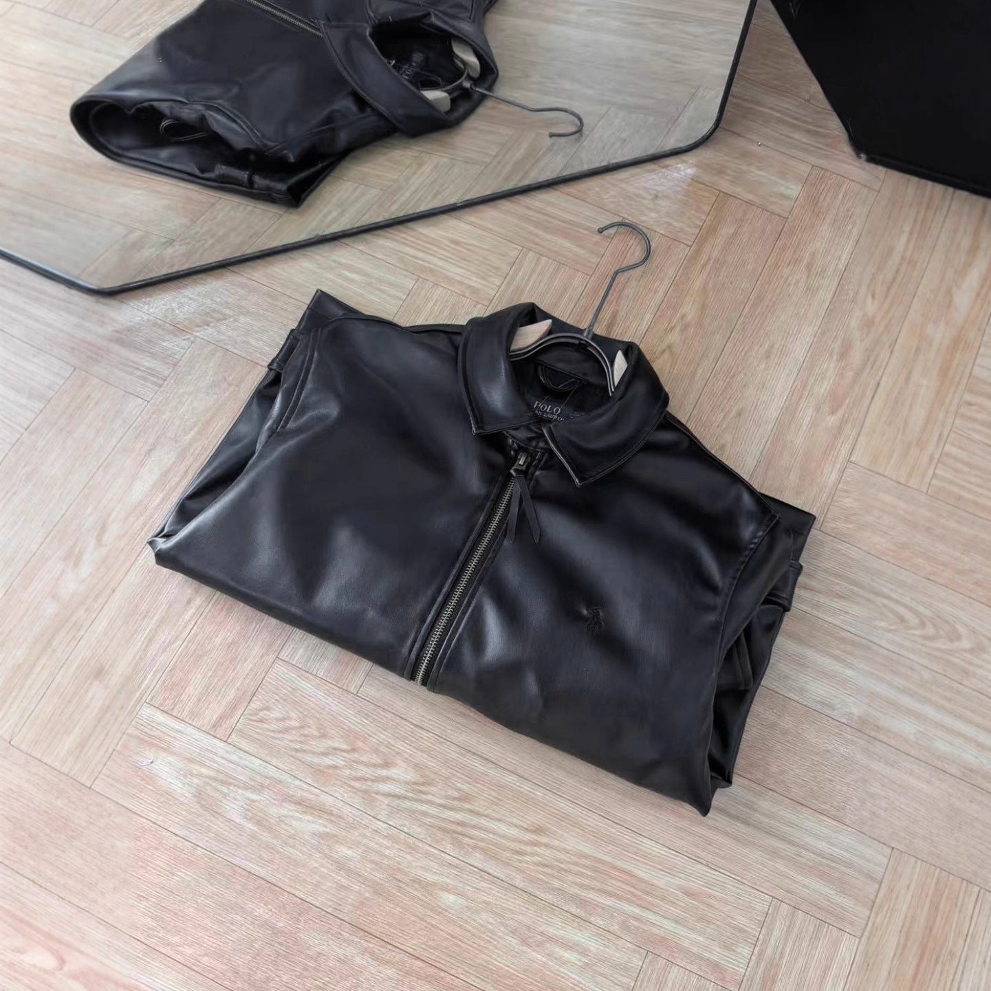 Winter Zip-up Long-sleeve Leather Jacket