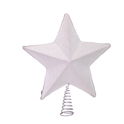 White and Silver Star Treetop - 13 Inch