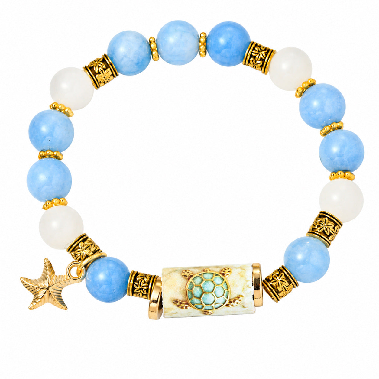Womens Beaded Bracelet With Metal Tubes