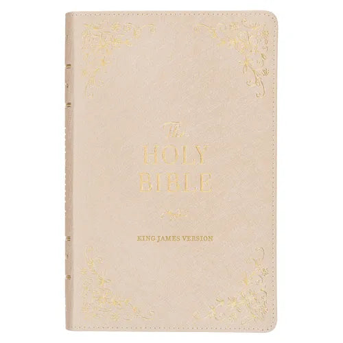 KJV Holy Bible, Standard Size Faux Leather Red Letter Edition Thumb Index, Ribbon Marker, King James Version, Pearlescent Taupe - Leather