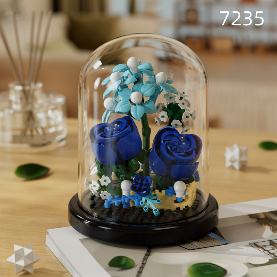 DIY Flower Building Blocks Set - Romantic Proposal Decor, Desktop Ornament & Puzzle Toy, Perfect Birthday Gift Ramadan Mubarak