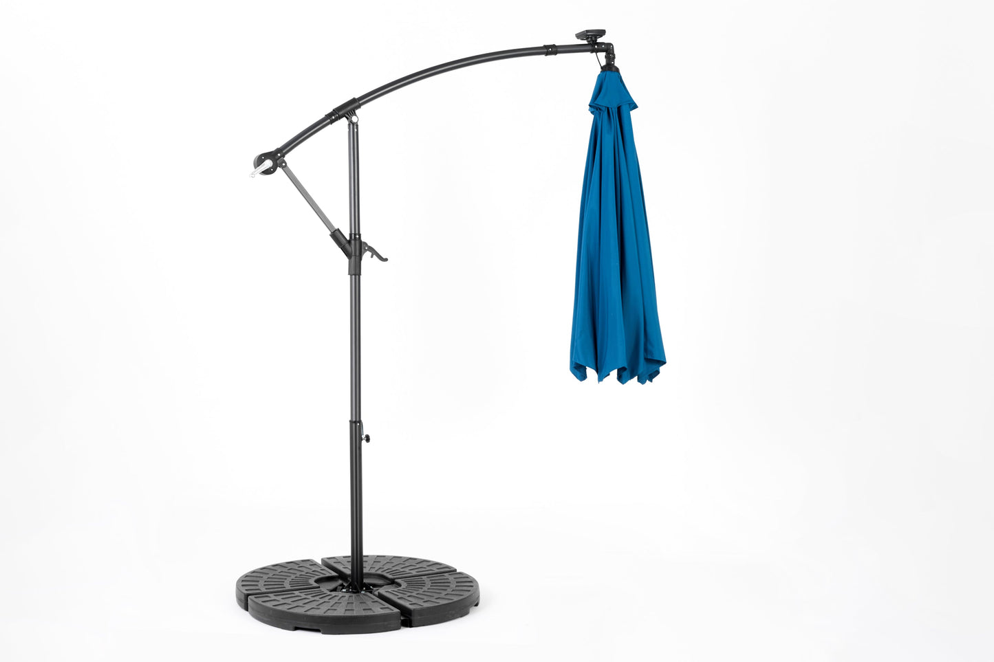 10ft Solar LED Offset Hanging Market Patio Umbrella  ( Dark blue)(No Base)