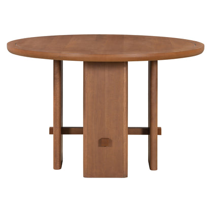 5-Piece Round Dining Table Set for 4, Minimalist Farmhouse Dining Table with 4